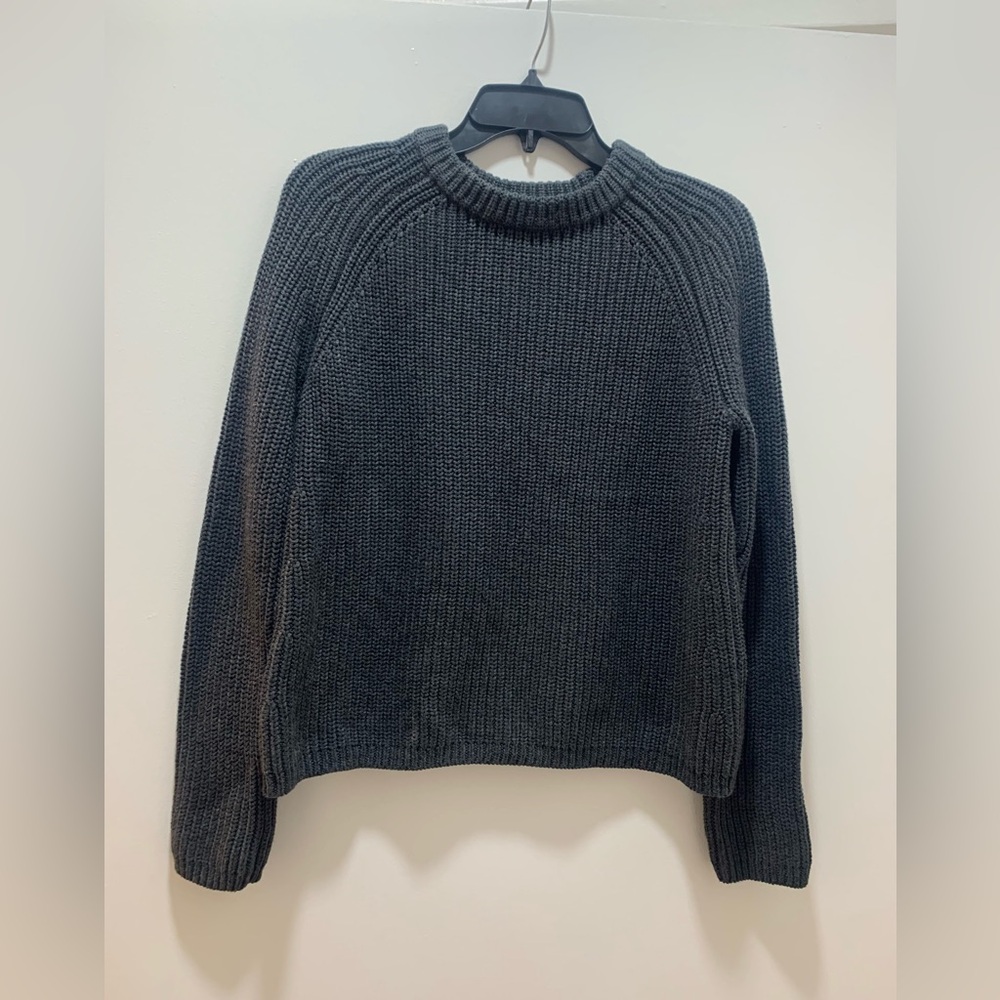 Quince 100% Organic Cotton Fisherman Crew Sweater (Charcoal Grey) (Size Small)